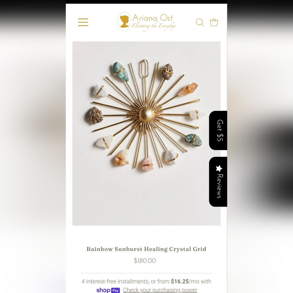 Gold Sunburst Wall Decor with Gemstones - Picture 3 of 5